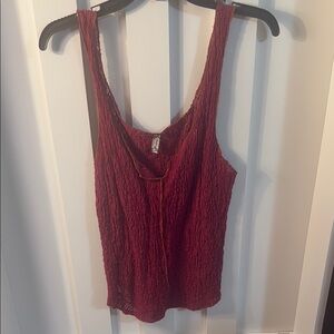 Free People Burgundy Textured Tank Top